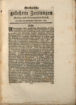 Gothaische gelehrte Zeitungen Mittwoch 25. September 1776