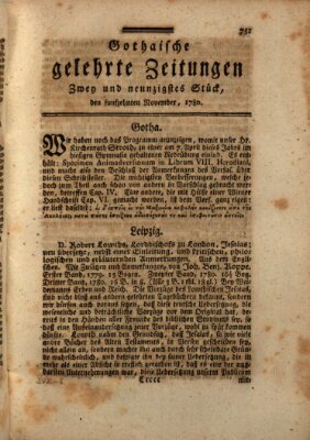 Gothaische gelehrte Zeitungen Mittwoch 15. November 1780