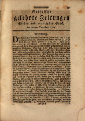 Gothaische gelehrte Zeitungen Samstag 2. Dezember 1780