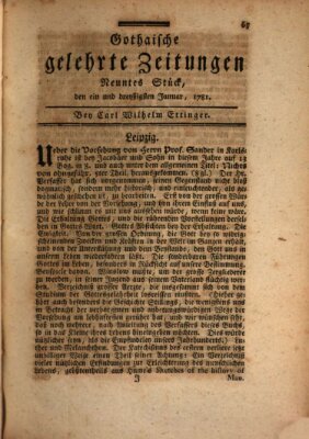 Gothaische gelehrte Zeitungen Mittwoch 31. Januar 1781