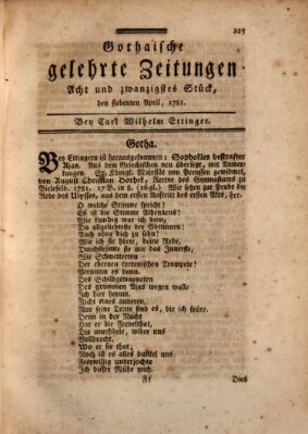 Gothaische gelehrte Zeitungen Samstag 7. April 1781