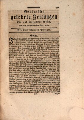 Gothaische gelehrte Zeitungen Samstag 22. Mai 1784