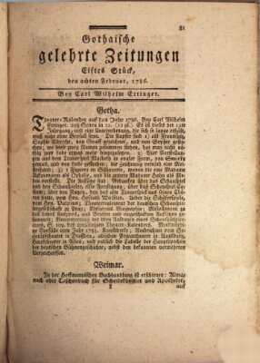 Gothaische gelehrte Zeitungen Mittwoch 8. Februar 1786