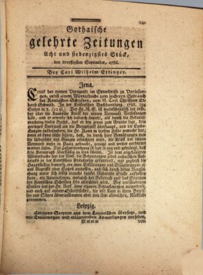 Gothaische gelehrte Zeitungen Samstag 30. September 1786