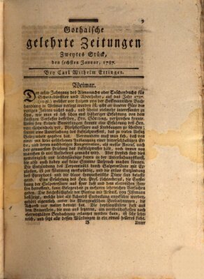 Gothaische gelehrte Zeitungen Samstag 6. Januar 1787