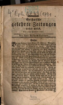 Gothaische gelehrte Zeitungen Mittwoch 5. Januar 1791