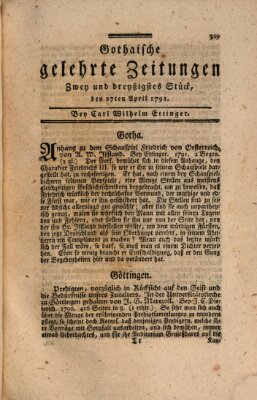 Gothaische gelehrte Zeitungen Mittwoch 27. April 1791