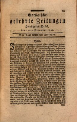 Gothaische gelehrte Zeitungen Samstag 17. Dezember 1791