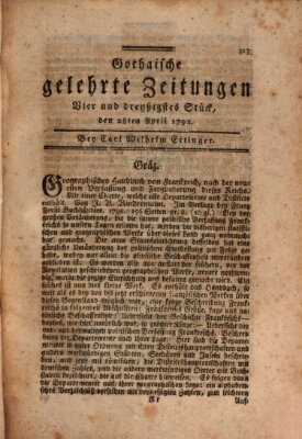 Gothaische gelehrte Zeitungen Samstag 28. April 1792