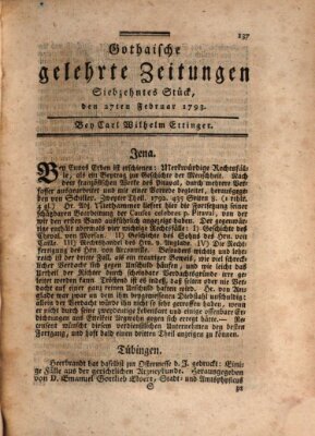Gothaische gelehrte Zeitungen Mittwoch 27. Februar 1793