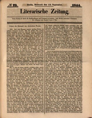 Literarische Zeitung Mittwoch 11. September 1844