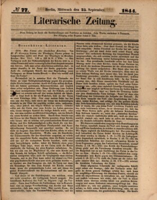 Literarische Zeitung Mittwoch 25. September 1844