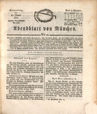 Abendblatt von München Donnerstag 14. Januar 1830