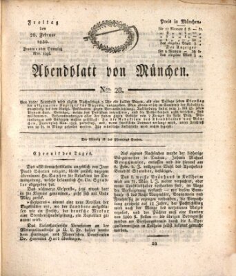 Abendblatt von München Freitag 26. Februar 1830