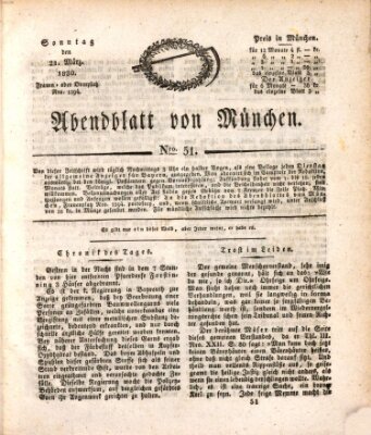 Abendblatt von München Sonntag 21. März 1830