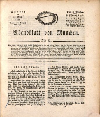 Abendblatt von München Dienstag 23. März 1830