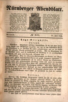 Nürnberger Abendblatt Mittwoch 31. Juli 1844