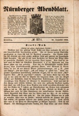 Nürnberger Abendblatt Dienstag 31. Dezember 1844