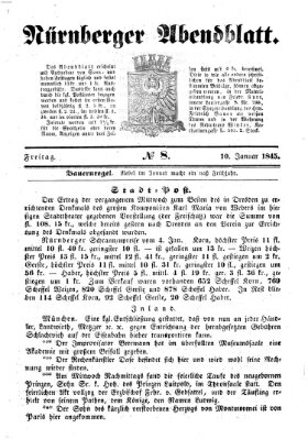 Nürnberger Abendblatt Freitag 10. Januar 1845