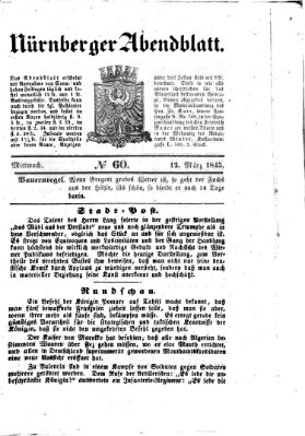 Nürnberger Abendblatt Mittwoch 12. März 1845