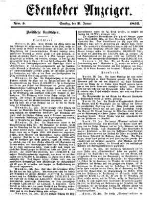 Edenkober Anzeiger Samstag 31. Januar 1852