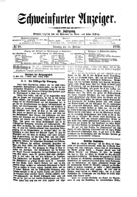 Schweinfurter Anzeiger Dienstag 15. Februar 1870