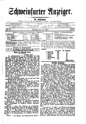 Schweinfurter Anzeiger Dienstag 19. April 1870
