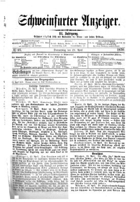Schweinfurter Anzeiger Donnerstag 21. April 1870