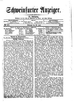 Schweinfurter Anzeiger Mittwoch 22. Juni 1870