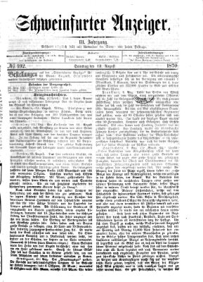 Schweinfurter Anzeiger Samstag 13. August 1870
