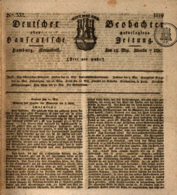 Deutscher Beobachter oder privilegirte hanseatische Zeitung Samstag 18. Mai 1816