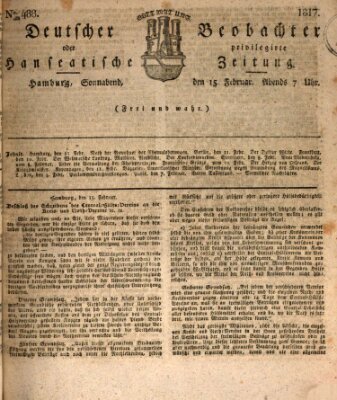 Deutscher Beobachter oder privilegirte hanseatische Zeitung Samstag 15. Februar 1817
