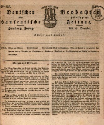 Deutscher Beobachter oder privilegirte hanseatische Zeitung Freitag 19. Dezember 1817
