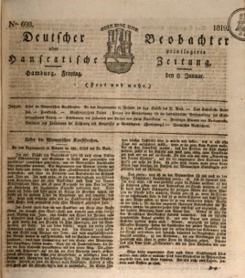Deutscher Beobachter oder privilegirte hanseatische Zeitung Freitag 8. Januar 1819