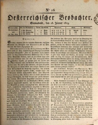 Der Oesterreichische Beobachter Samstag 16. Januar 1819