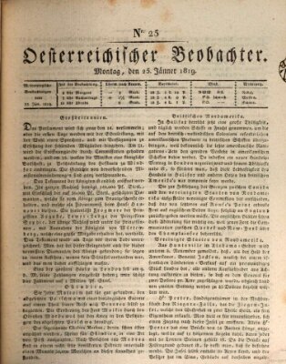 Der Oesterreichische Beobachter Montag 25. Januar 1819
