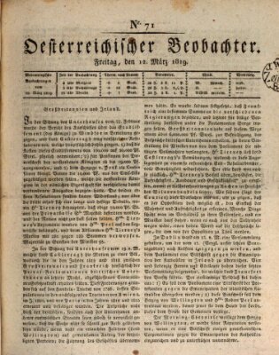 Der Oesterreichische Beobachter Freitag 12. März 1819