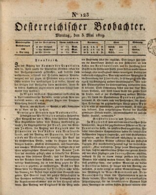 Der Oesterreichische Beobachter Montag 3. Mai 1819