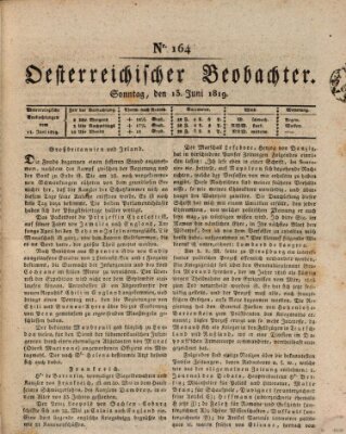Der Oesterreichische Beobachter Sonntag 13. Juni 1819