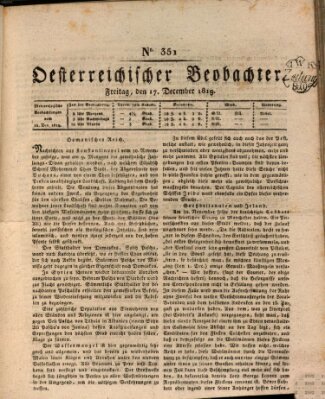 Der Oesterreichische Beobachter Freitag 17. Dezember 1819