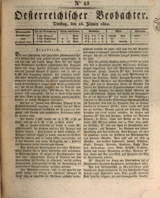 Der Oesterreichische Beobachter Dienstag 25. Januar 1820