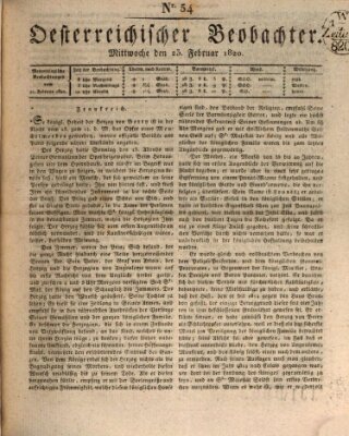 Der Oesterreichische Beobachter Mittwoch 23. Februar 1820