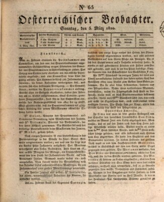 Der Oesterreichische Beobachter Sonntag 5. März 1820