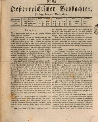 Der Oesterreichische Beobachter Freitag 24. März 1820