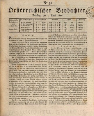 Der Oesterreichische Beobachter Dienstag 4. April 1820