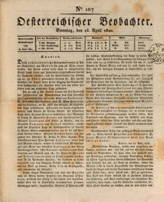 Der Oesterreichische Beobachter Sonntag 16. April 1820