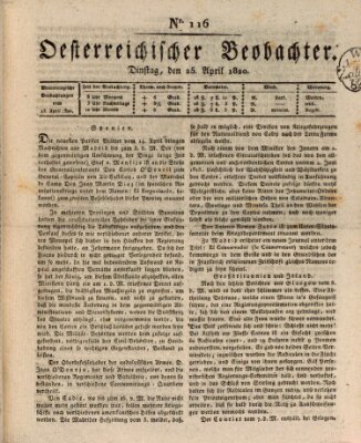 Der Oesterreichische Beobachter Dienstag 25. April 1820