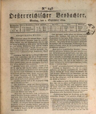 Der Oesterreichische Beobachter Montag 4. September 1820