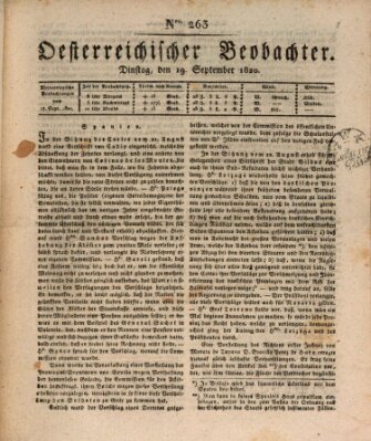 Der Oesterreichische Beobachter Dienstag 19. September 1820