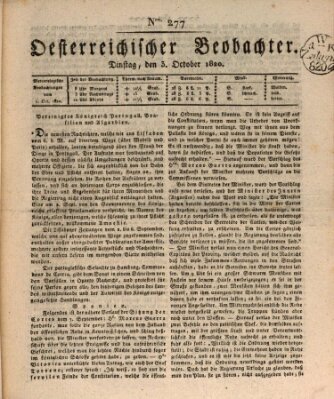 Der Oesterreichische Beobachter Dienstag 3. Oktober 1820